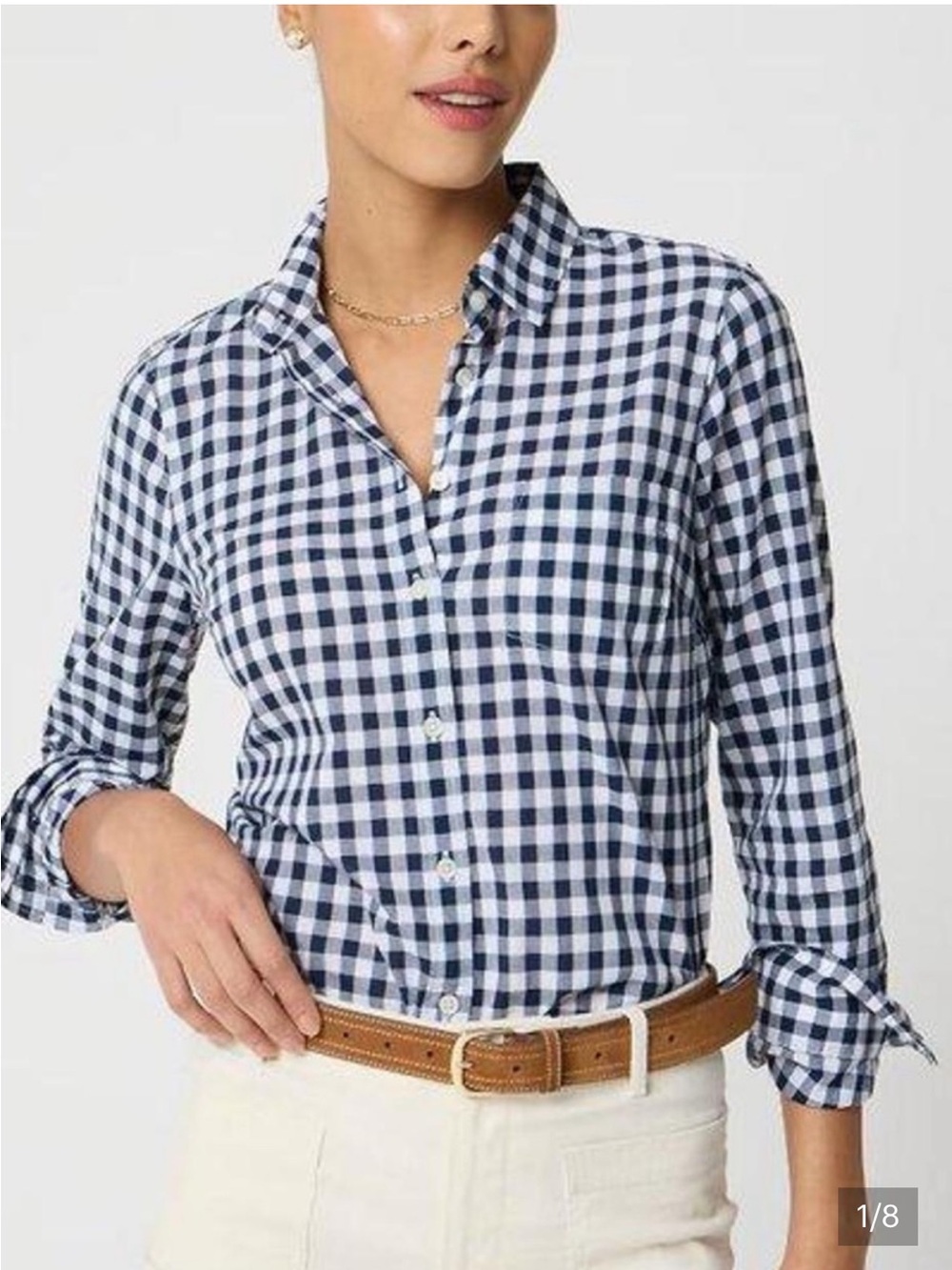 J.Crew Navy and White Checkered Shirt
